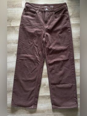 Old Navy Brown High-Rise Wide Leg Jeans 99% Cotton Size 12
